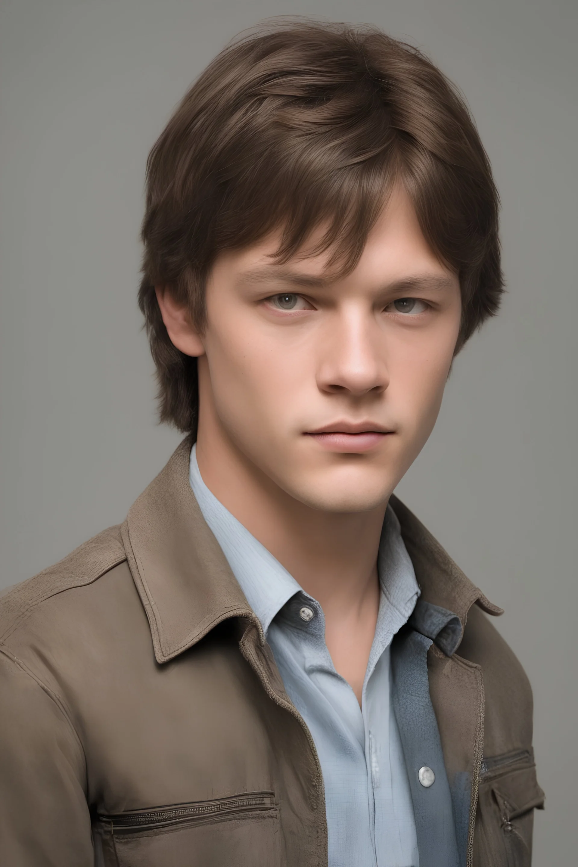 1980's yearbook photo, teenage Daryl Dixon (Norman Reedus) 14 years old, brown hair, 1980's hairstyle and clothes, photorealistic, --ar 9:16 --style raw