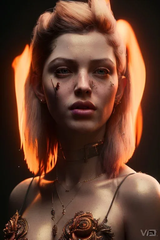 portrait of samantha prince set in fire, cinematic lighting, photorealistic, ornate, intricate, realistic, detailed, volumetric light and shadow, hyper HD, octane render, unreal engine insanely detailed and intricate, hypermaximalist, elegant, ornate, hyper-realistic, super detailed --v 4