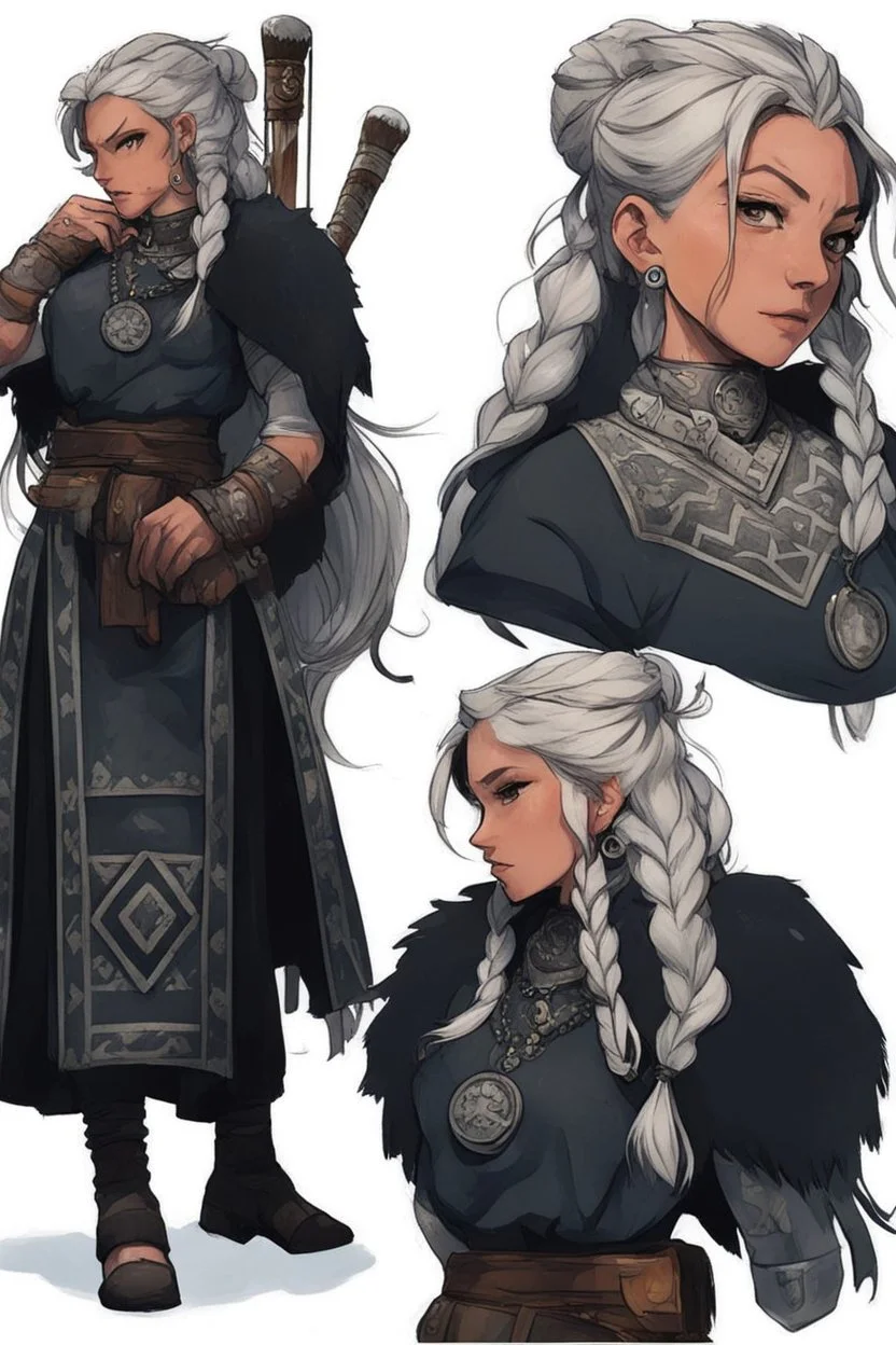 Viking woman character design semi realistic anime