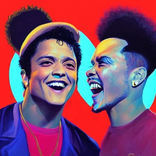 Painting of Bruno mars and Anderson paak