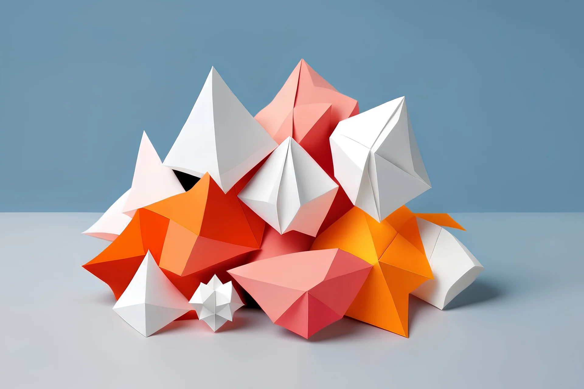 Generate a composition made out of paper origami