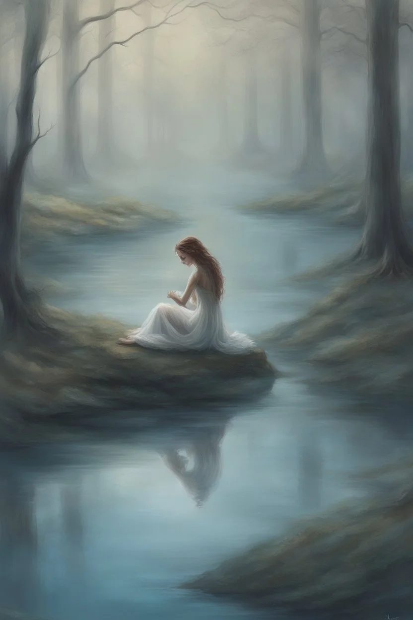 With a deep breath, dearie Fiona let herself be embraced by the water's embrace, her form becoming one with its liquid embrace. The feeling was ethereal, as if the lake itself was a conduit to another realm. She glided with a fluid grace, her movements a reflection of the dance she and Deery had shared in the forest. As the water enveloped her, Fiona's hair fanned out like strands of moonlit silver, creating an otherworldly halo around her. Her skin seemed to shimmer with a natural radiance