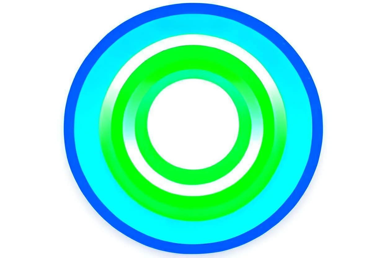 app logo, green play button in the middle of circle, blue and green