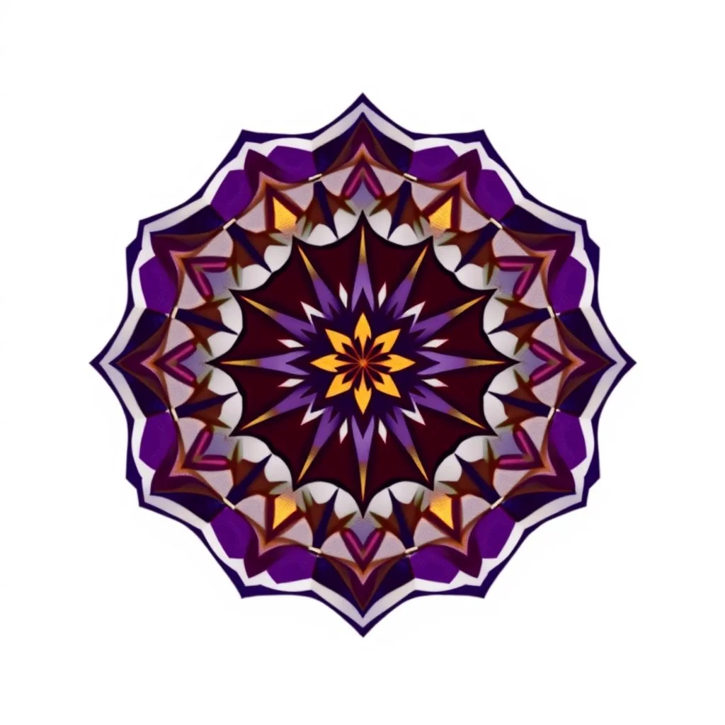 4 Geometrical Mandala Using Shapes Like (Hexagon And Square) These Colors: Purple, Navy-Blue, Maroon, Shining Golden, Shining Silver, And A Rustic Black.