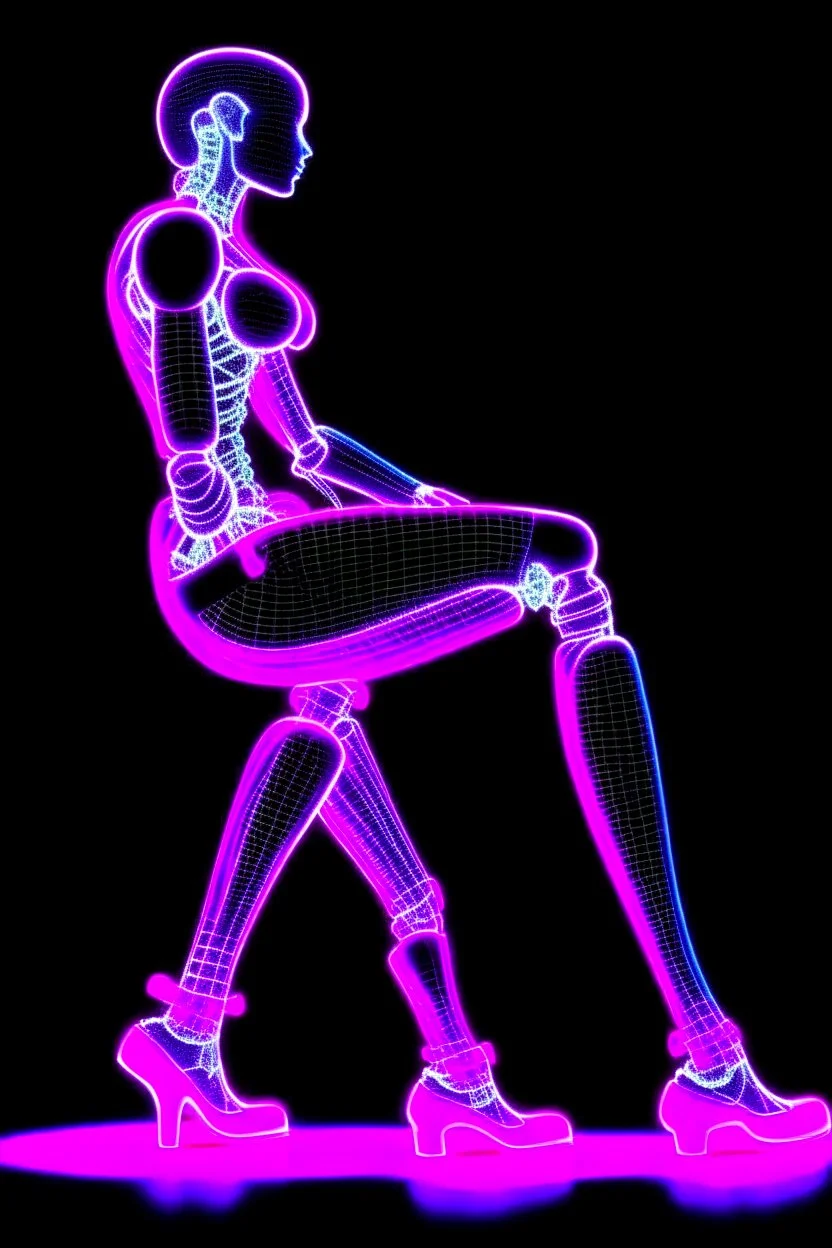 Anais Nin; Neon X-Ray of a woman in heels; neo-futuristic