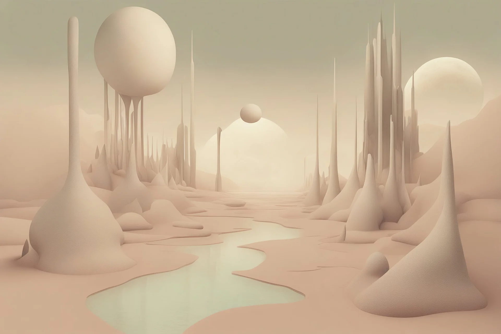 modern surrealist art - Utopia. muted colors, subtle textures