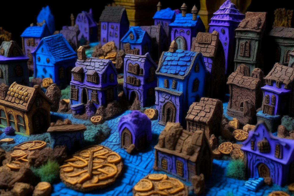 A purple undead village made out of cookies and cakes painted by Claude Monet