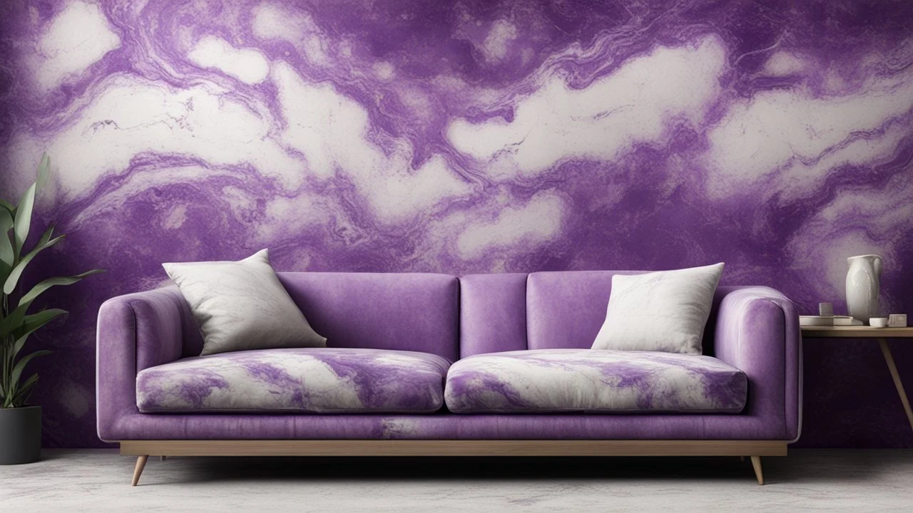 Hyper Realistic grungy-glowing-purple-&-white-scratched-marbled-fancy-wall textured-lounge-room