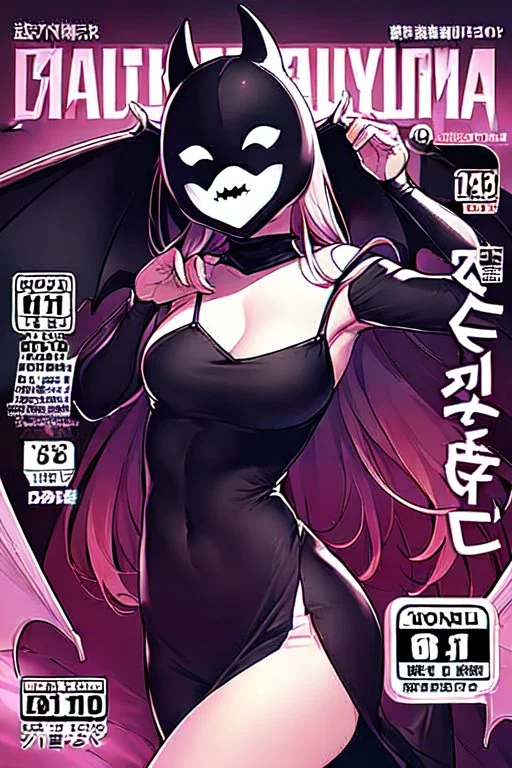 girl with demon mask in the middle of the room, line arts, manga cover