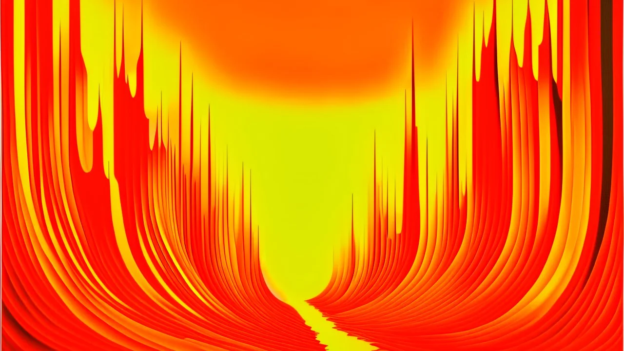 Dantianic Conflagration; surrealism; optical art; Ilya Bolotowsky; pale yellow to orange to red gradient