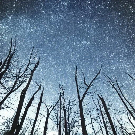 trees against a stary sky