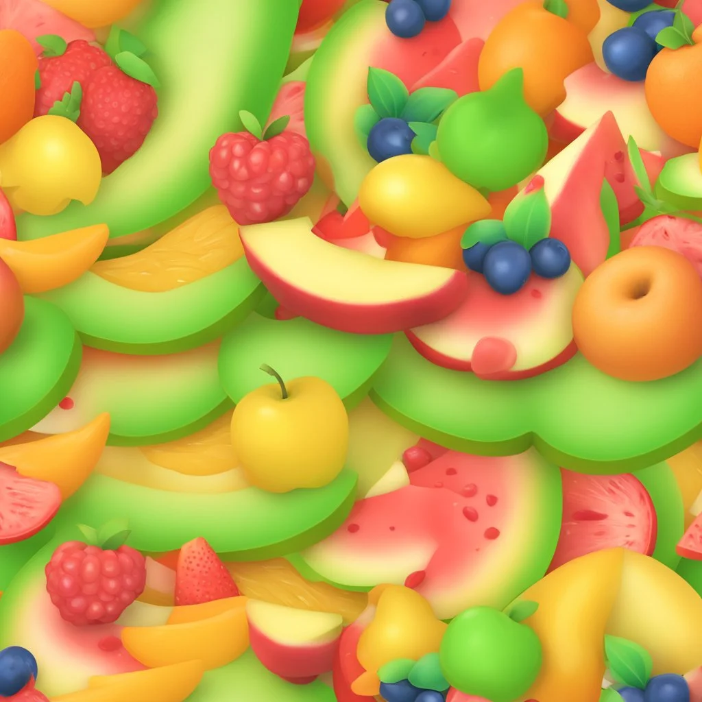 fruit salad land background. illustration 3d style. HD