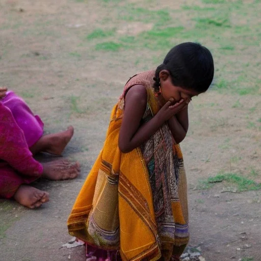 indian child in prayer and adoration