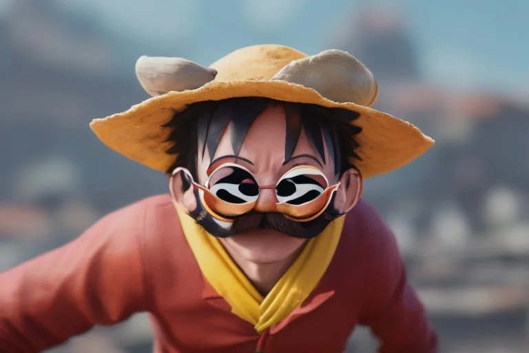 luffy with sunglasses and mustaches
