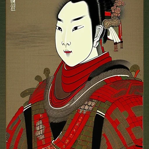 Ukiyo-e Style , Male Samuri in armour