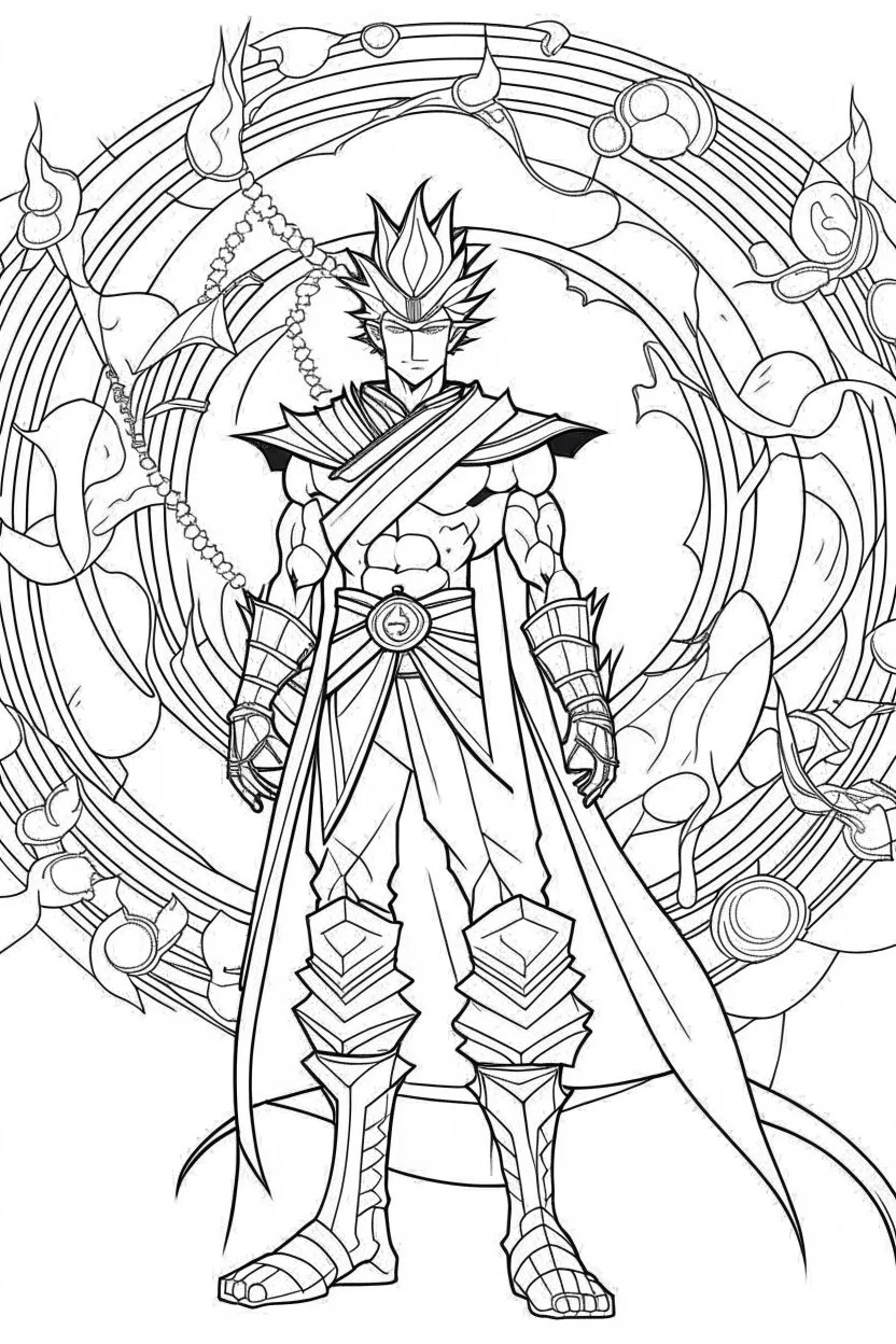 outline art An evolved Cosmic Superman .Naruto cinematic lighting, high resolution 3D render art coloring pages with witch, white background, Sketch style, full body, use outline, Mandala style, clean line art, white background, no shadows and clear and well