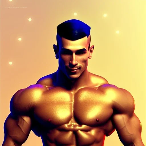 circus, ringleader, Arthur Kulkov, front, handsome, muscular, male, Russian, body builder, fantasy, anime, at dawn by atey ghailan, mystical colors, Golden hour, Lisa Frank fantasy