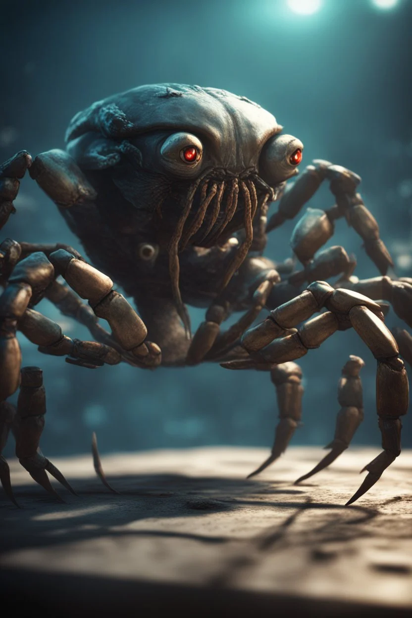 xcom's terror from the deep monster crab alien in fallout 4 setting, bokeh, downlight, prize winning, depth of field, in the style of ivo caprino