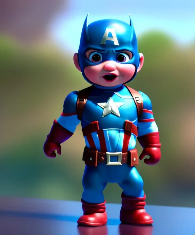 Baby captain america, full body, bokeh