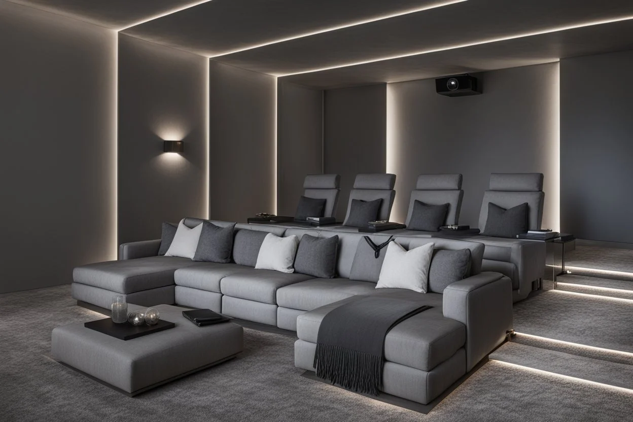 home cinema room with LED lighting in the walls make sure the room is completely symmetrical