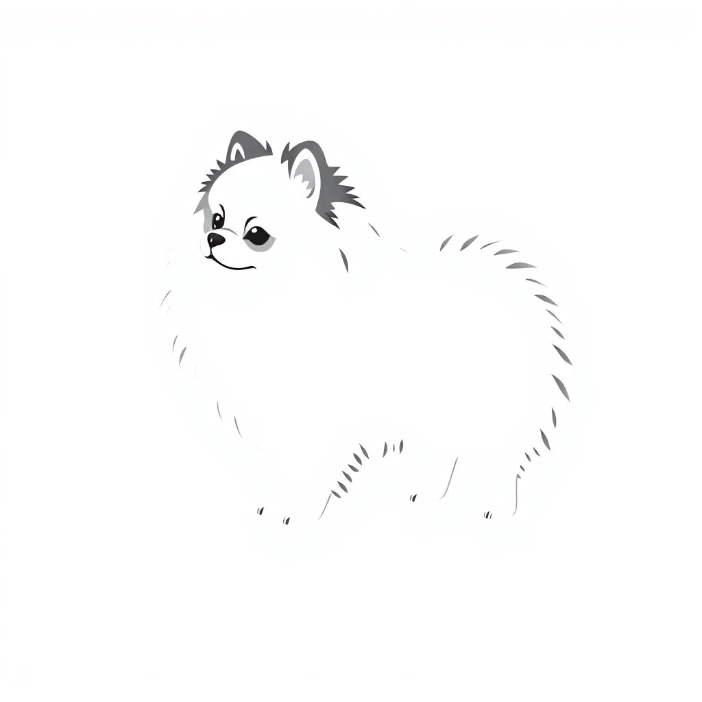 cute silhouette of a pomeranian , black on white vector