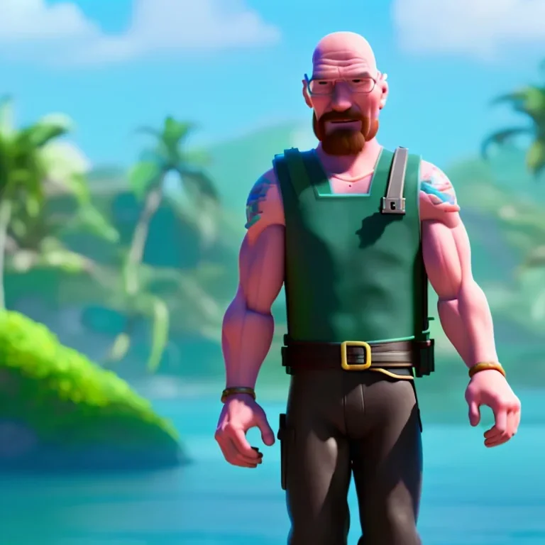 cyborg Walter White , 8k, tropical background.