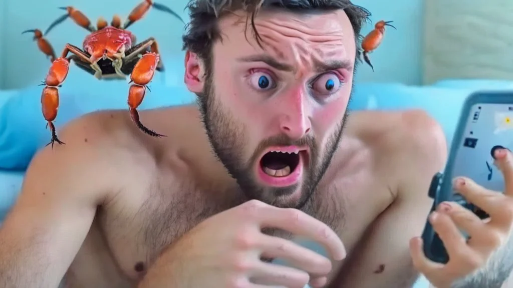 guy watches dirty videos on cellphone and gets crabs