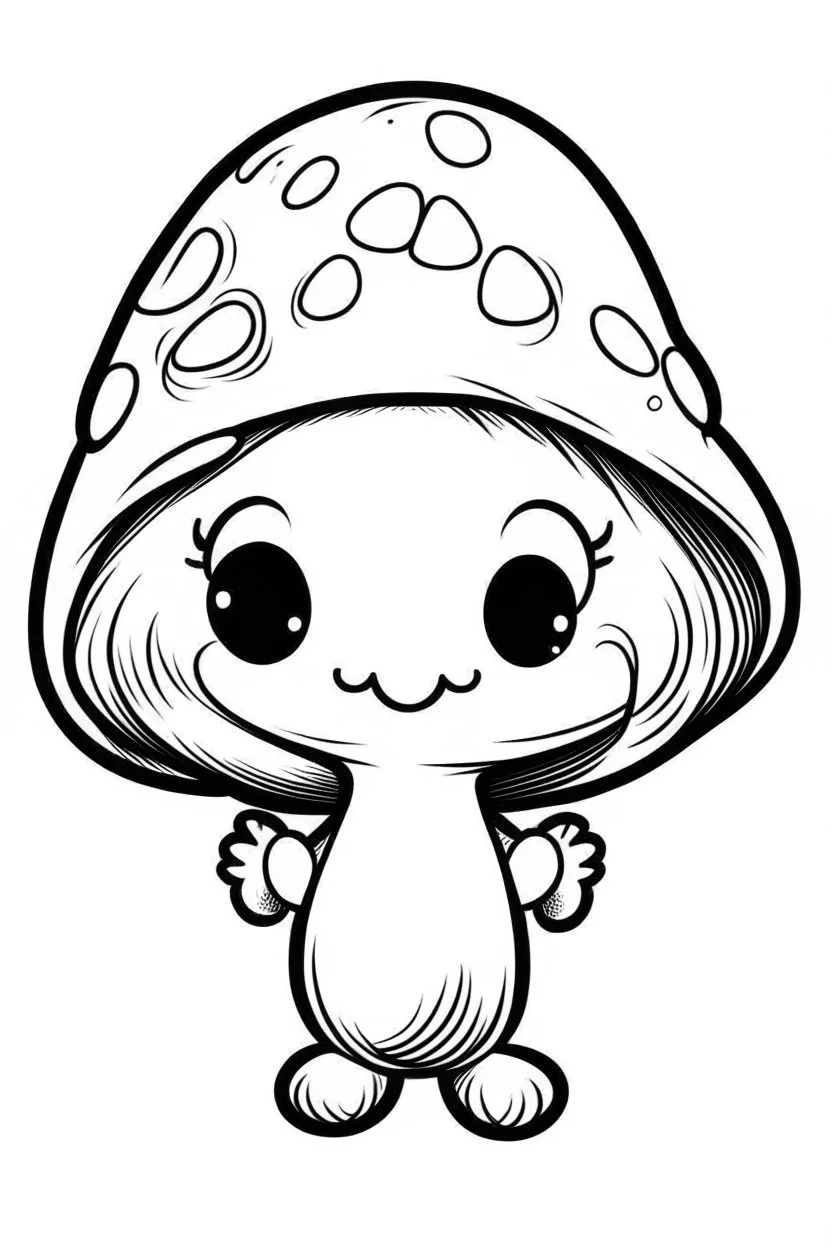 outline art for cute Mushroom coloring pages with sitch, white background, Sketch style, full body, only use outline, toddlers style, clean line art, white background, no shadows and clear and well outlined.