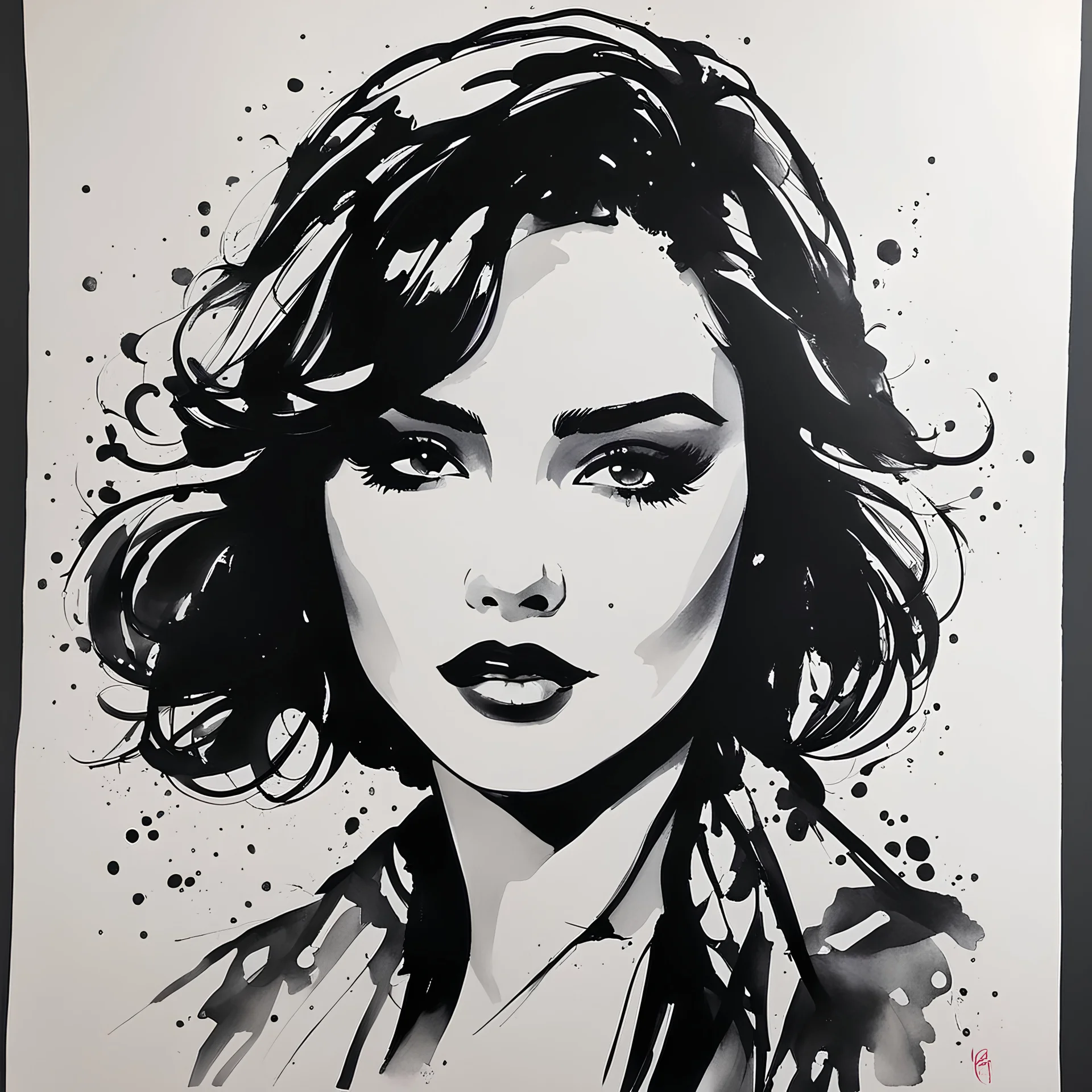 A woman in style ink on wet paper