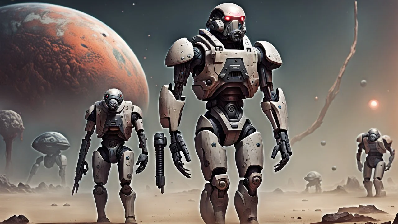 cyborg marauder trooper multipode strange planet paleozoic