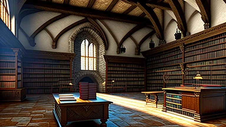 ancient medieval monastery library interior