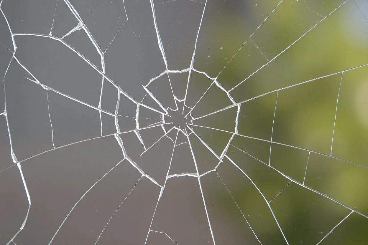 Slightly cracked glass, no background