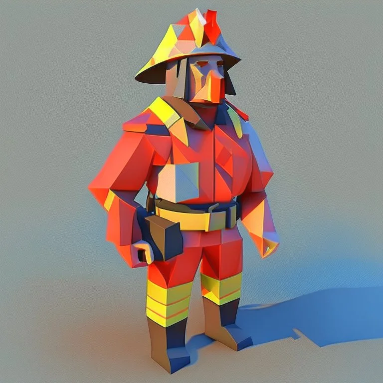 low poly firefighter