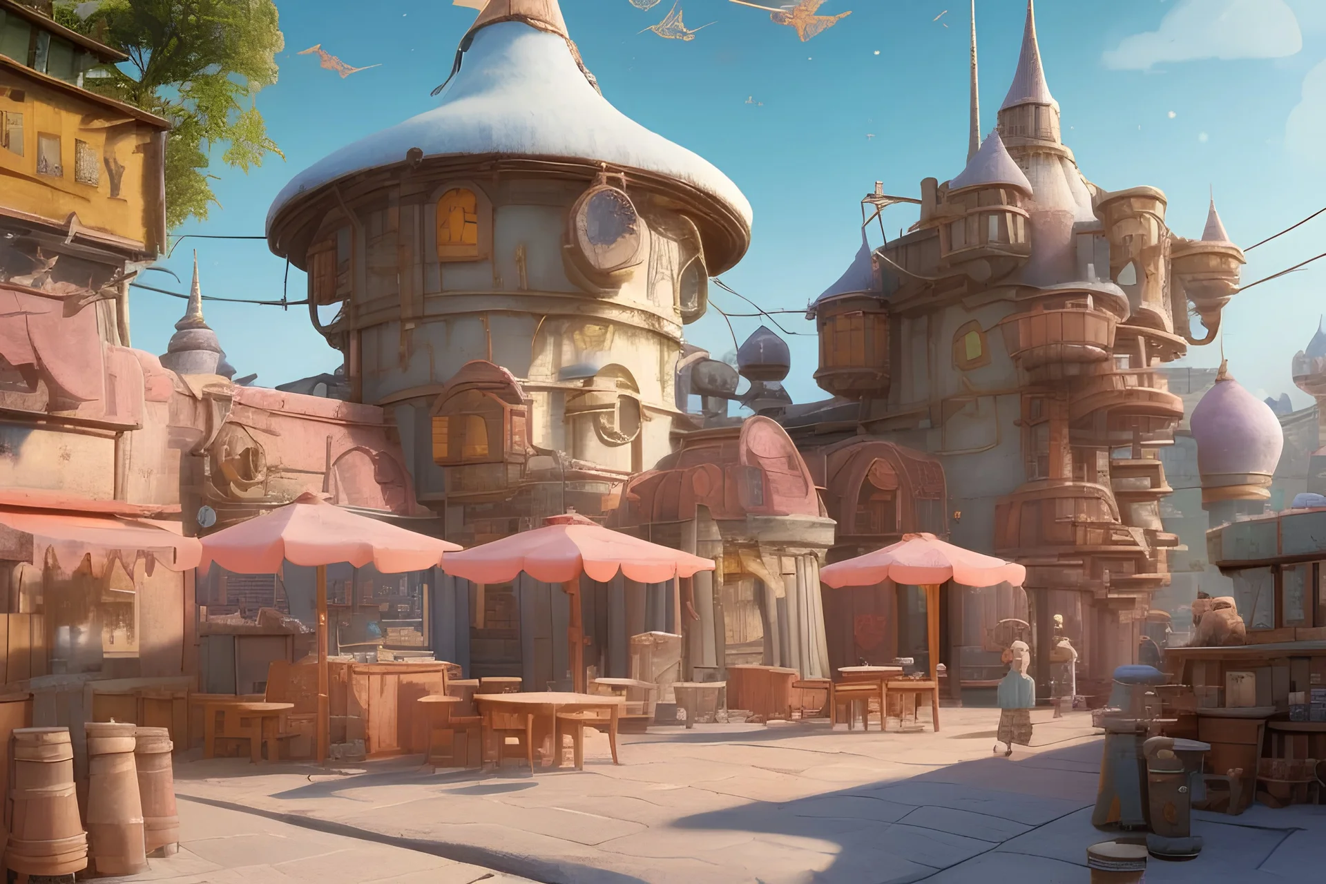 a fairy tale style ice cream factory，full of details, matte painting, concept art, smooth, bright sunshine，by cory loftis and evgeny lushpin and wlop，soft light atmosphere，trending on cgsociety and blender unreal engine，8k, hdr，light effect，rtx on，-h 768