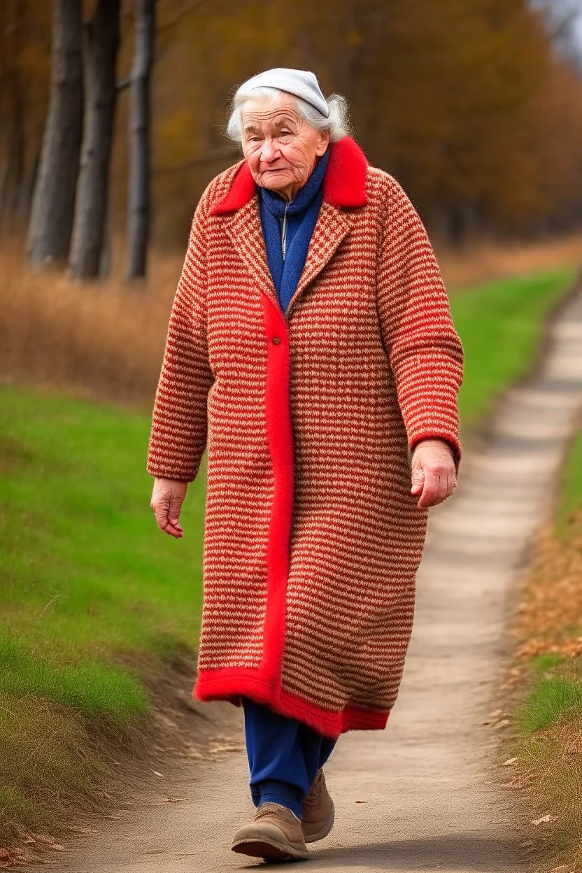 old russian woman walking