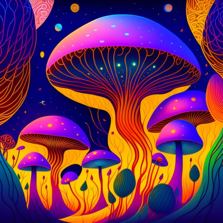 camoes art style inspired by Jonny Hatt Kean, abstract alien mushroom world drawing, surreal Abstract Background, Ethereal Mood. naif Alejandro Torres style. Hyperrealistic detailed, flat, vector illustration, Storybook Illustration, made of wire, pencil sketch, DAIM