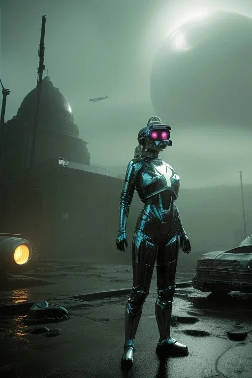 Ultra Realistic retro sci-fi scene, portrait, blonde woman, sweet young Marilyn Monroe face, perfect iris, tight latex coat, Strange planet background, Retro sci-fi style helmet, fog, rain, soft color, highly detailed, unreal engine 5, ray tracing, RTX, lumen lighting, ultra detail, volumetric lighting, 3d, finely drawn, high definition, high resolution.