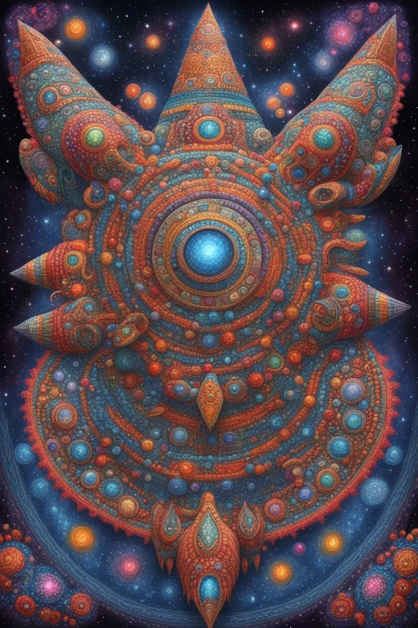 non-euclidian multidimensional giant jeweled huichol mutant lifeform sumerian spaceship