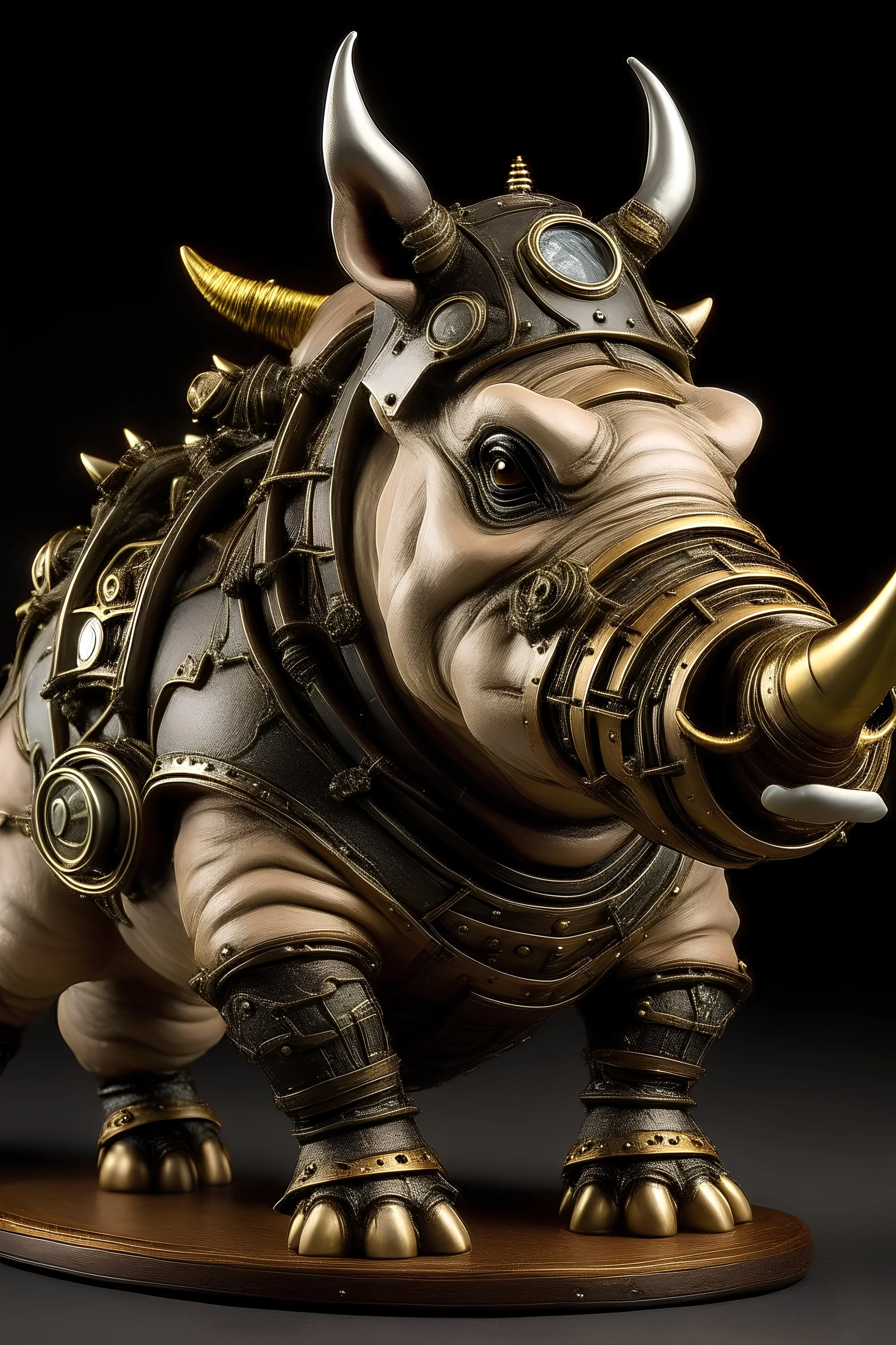 steampunk Rhinoceros flexing muscles