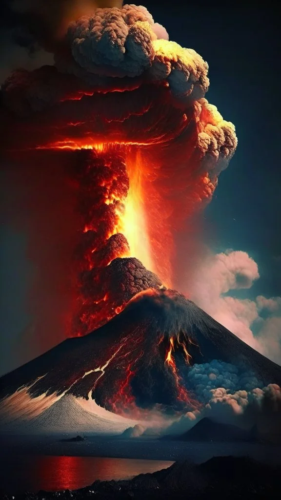 massive volcano erupting