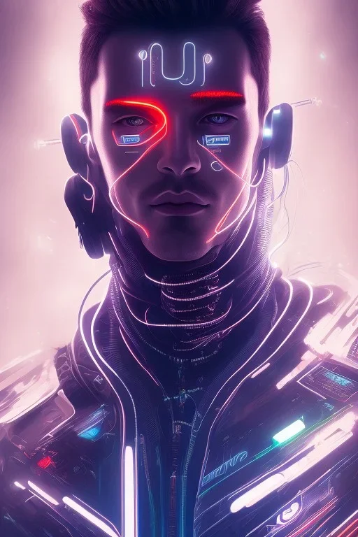 cyberpunk, head, men, portrai, tron