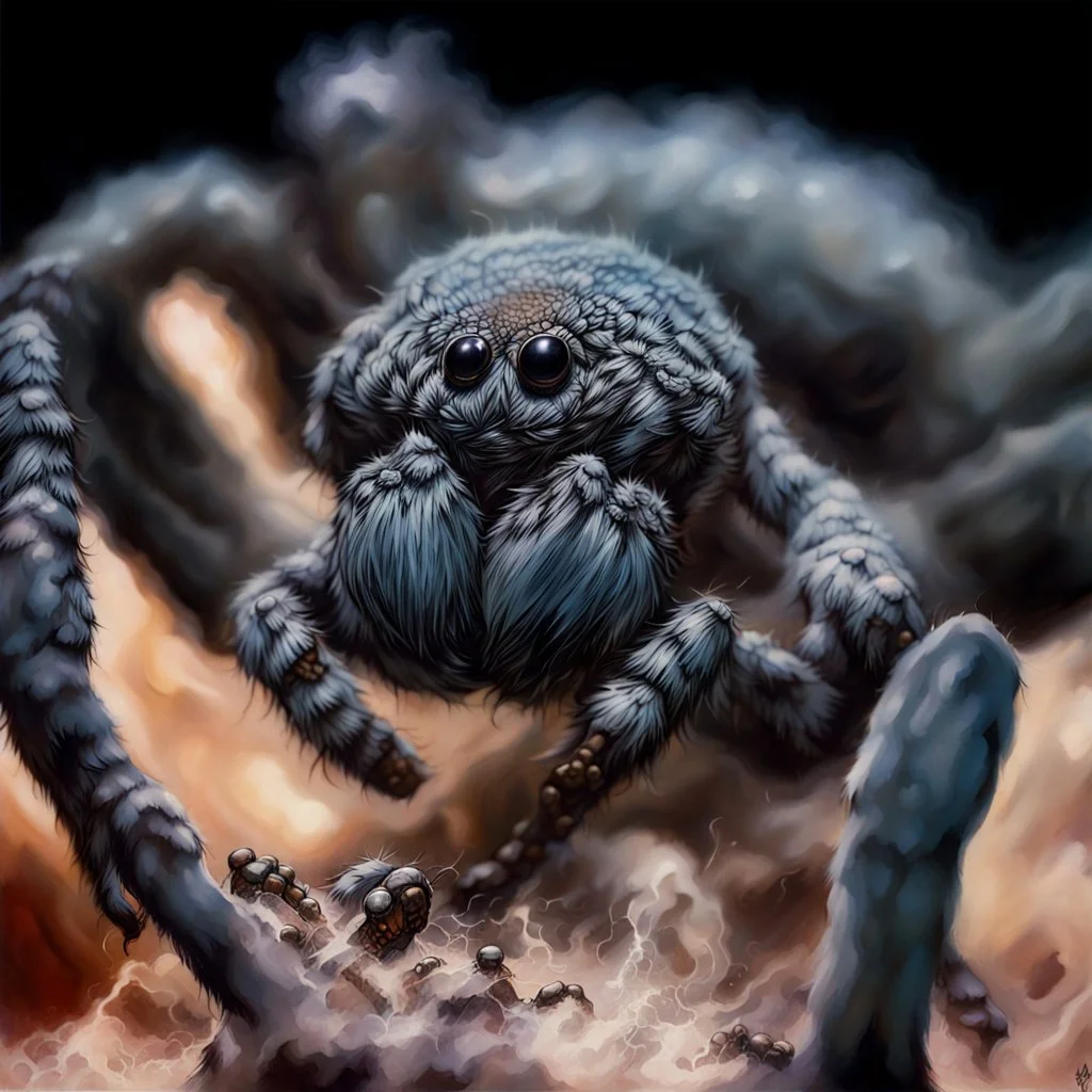 90's TCG fantasy artwork art of a giant spider