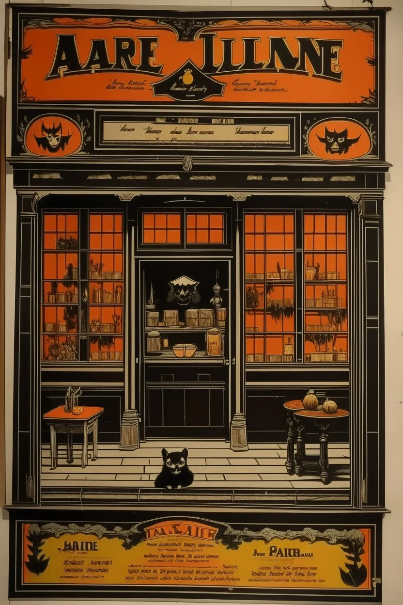 Vintage store front poster, Hallowee