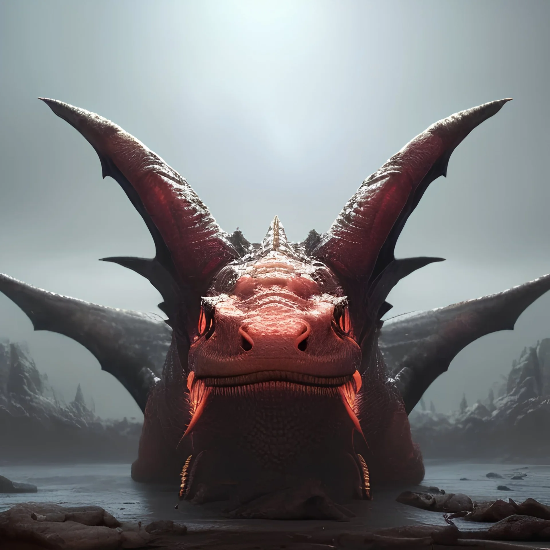 red dragon, dragon portrait, portrair, dragon head, dragon face, big eyes, fangs, dragon with horns, 8k resolution, high-quality, fine-detail, fantasy, incredibly detailed, ultra high resolution, 8k, complex 3d render, cinema 4d