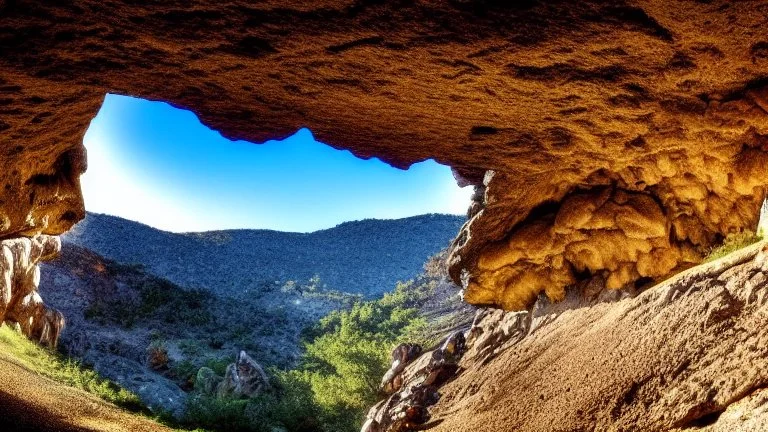 cave in the mountain rock face