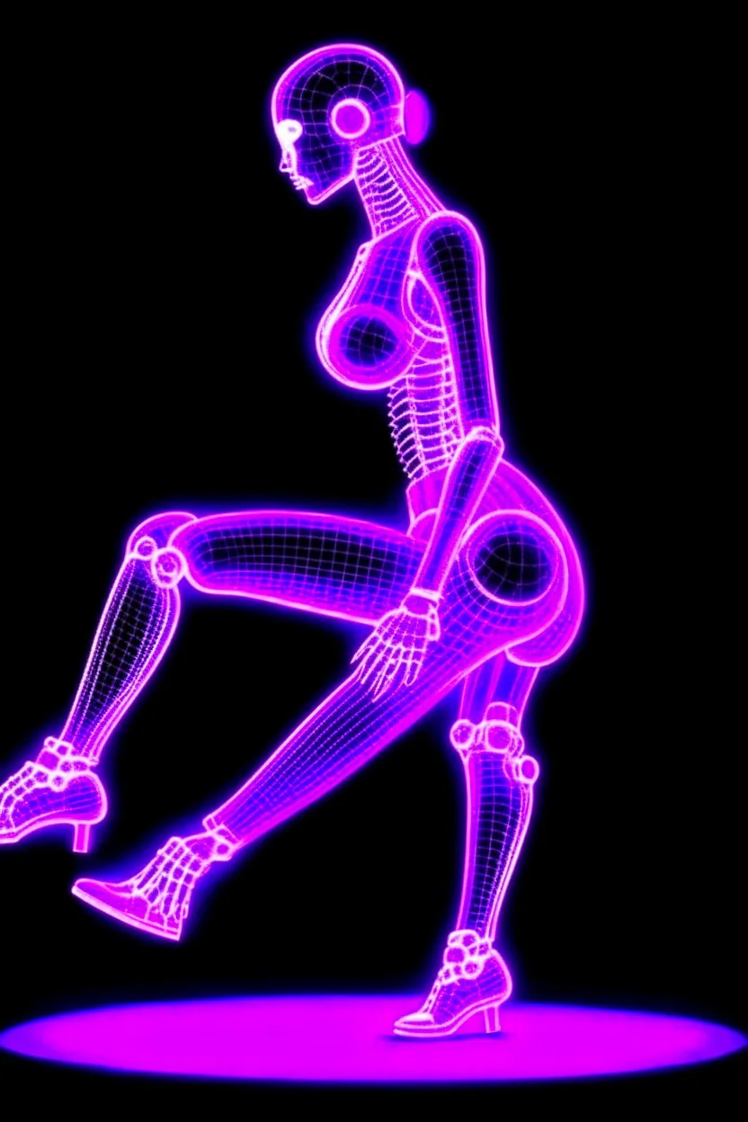 Anais Nin; Neon X-Ray of a woman in heels; neo-futuristic