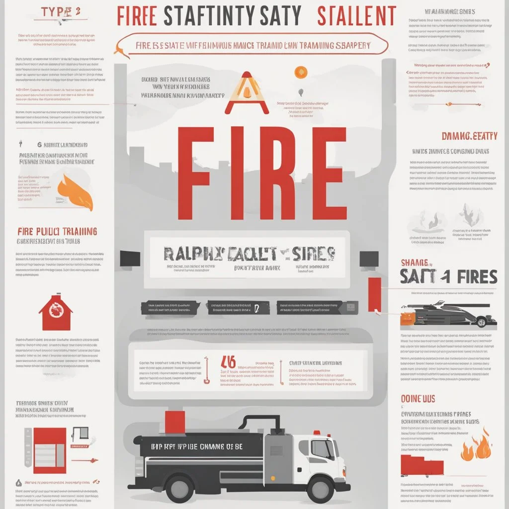 **Content Visual Art:** A visually striking infographic series that uses data visualization techniques to illustrate the impact of proper fire safety training on reducing casualties and property damage. The infographics incorporate tactile elements and braille for vision-impaired individuals. **Appearance:** Content art ideas combine fire safety training, types of fires, equipment usage, and public awareness, with a focus on inclusivity and disaster mitigation. These content art ideas aim to eng