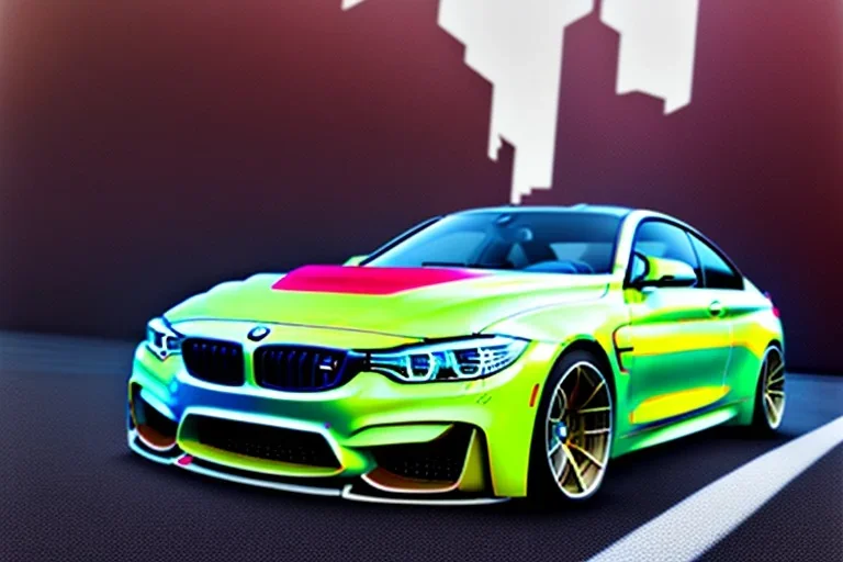 a true-to-life 2016 bmw m4 gts, centered, intricate, extreme detailed, photorealism, center view, city background, pivot on bmw, pen and color marker painting by cheryl kelley