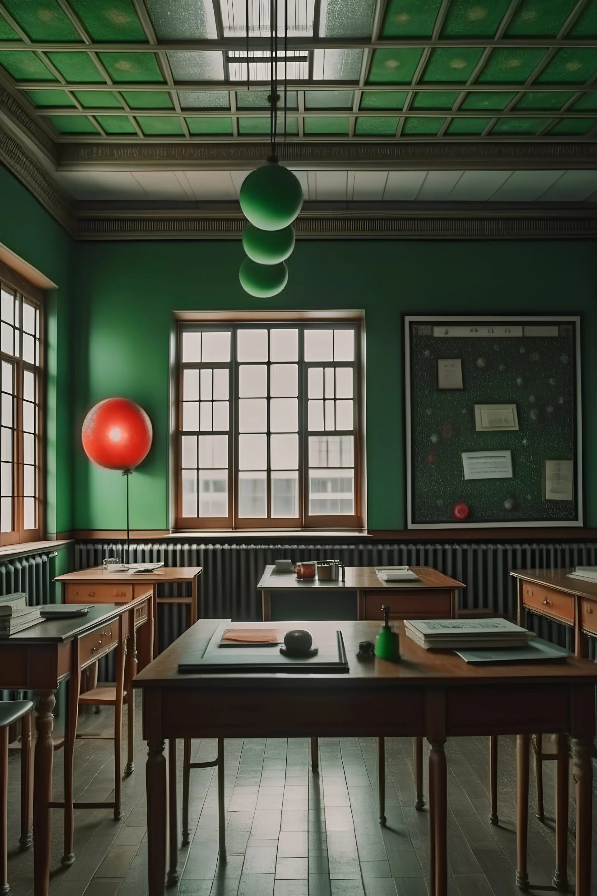 Classroom aesthetic, vintage, mysterious, hyper realism group chat cover picture logos. With frames.
