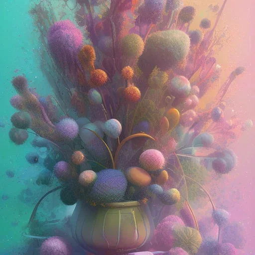  pastel colors, abstract art, plants camp